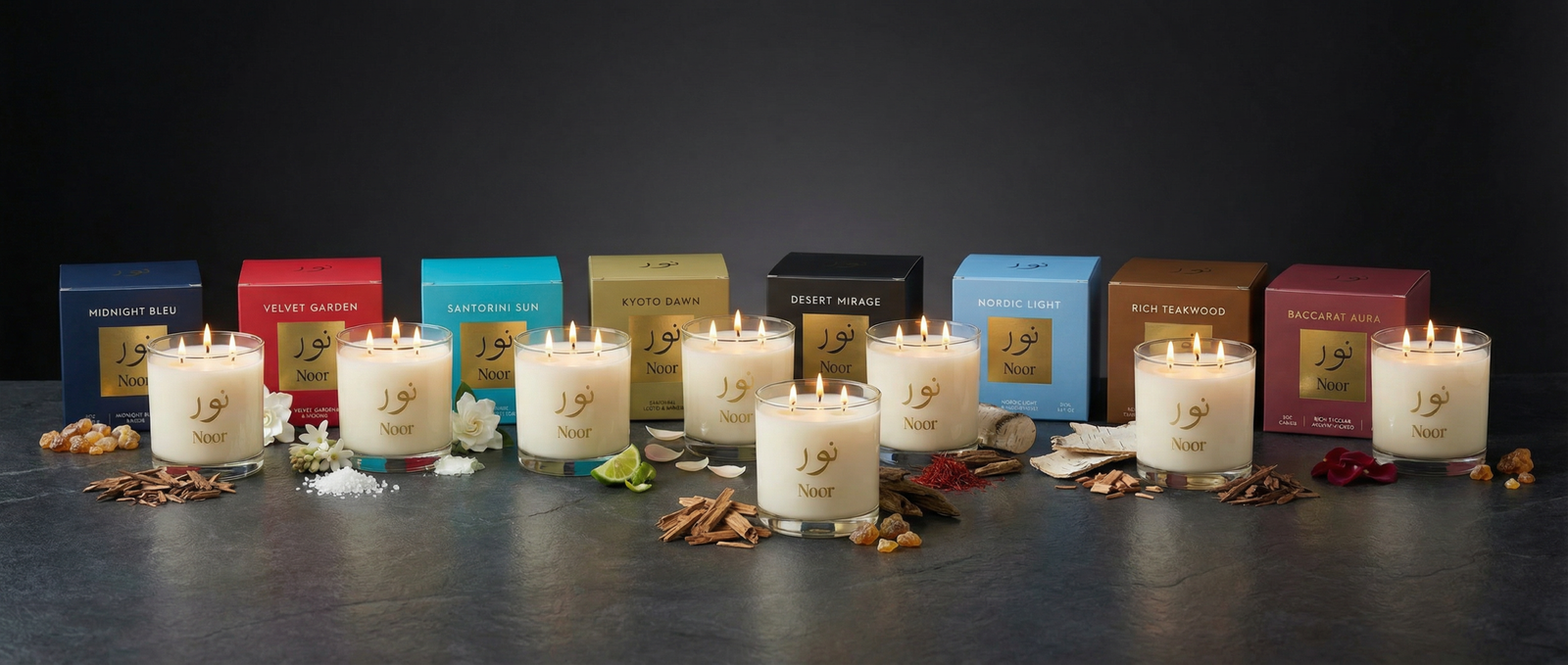 Luxury home fragrance candles Dubai by Noor